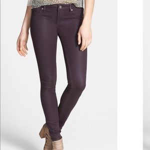 Vigoss eggplant coated Jagger super skinny jeans